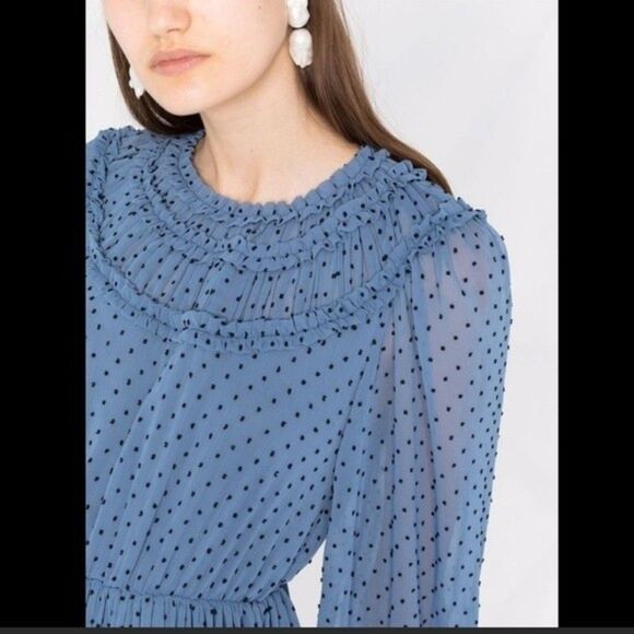 SANDRO Gwen Polka-Dot Ruffled Dress Womens Size 40 US (Large) - Picture 5 of 13
